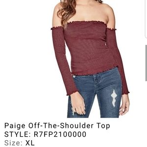 G by Guess off shoulder burgundy top